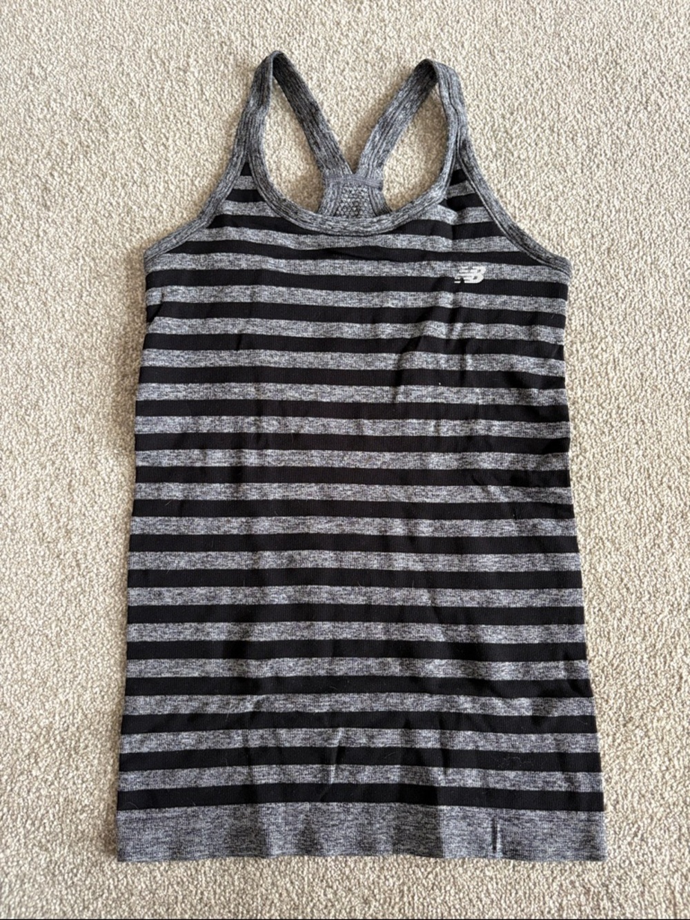 New Balance Black and Gray Striped Racerback Tank Top